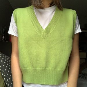 Lime green cropped sweater vest